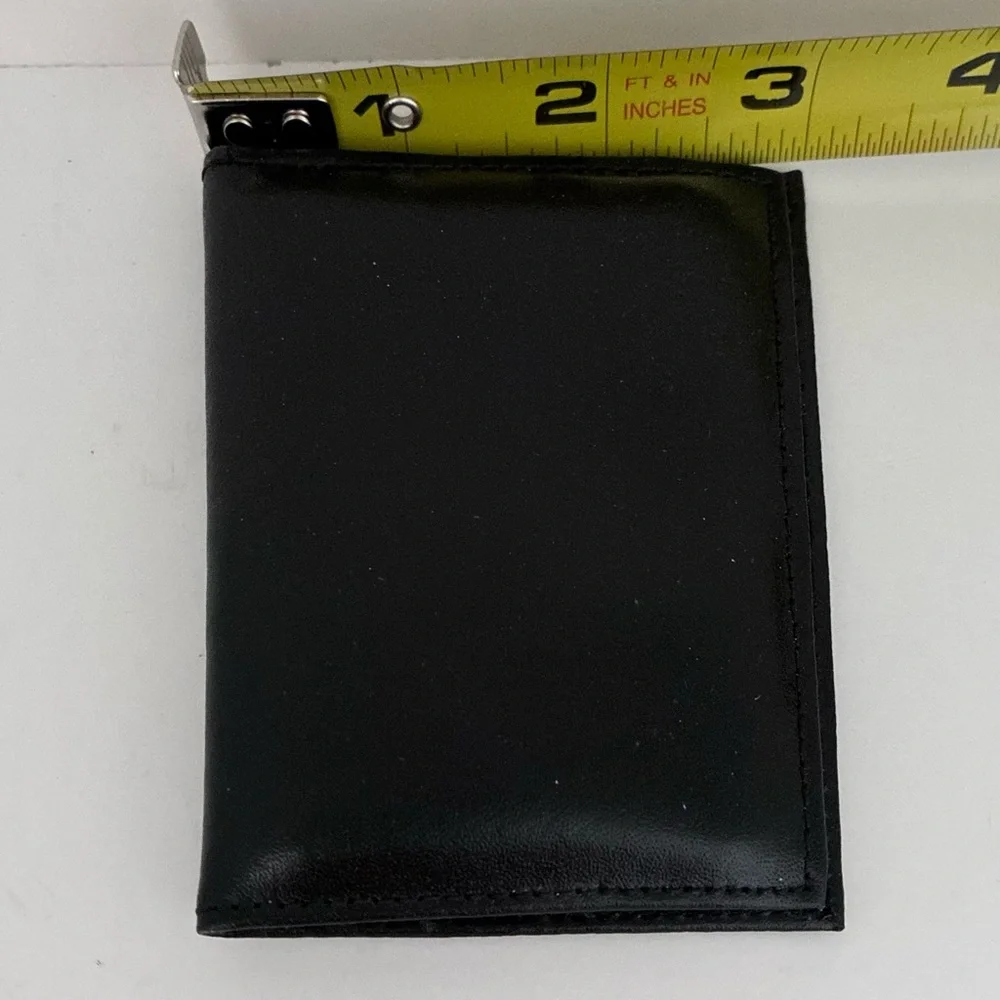 NWOT Mens Black Leather Bifold Card Case Wallet